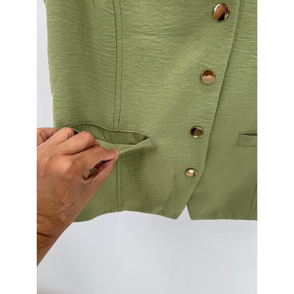 Maison D'Amelie green Vest cinch buckle in back size 8 preppy it girl summer - Picture 6 of 8